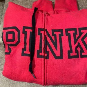 Pink and Black size Medium PINK Zipper Up Hoodie - Girls